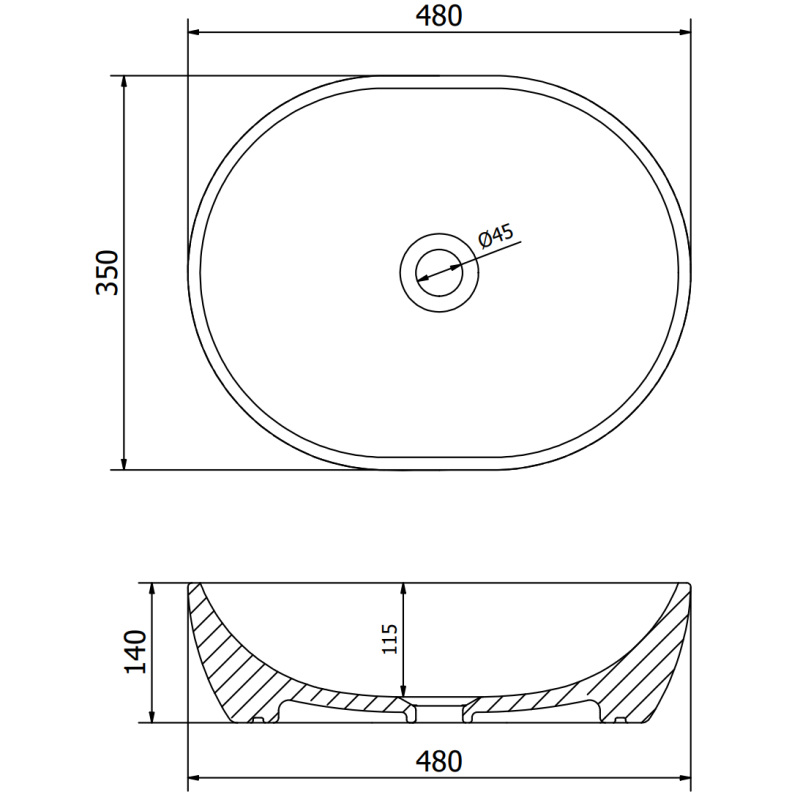 Mexen Viki umývadlo na dosku 48 x 35 cm, čierna matná/zlatý vzor šupiny - 21054878