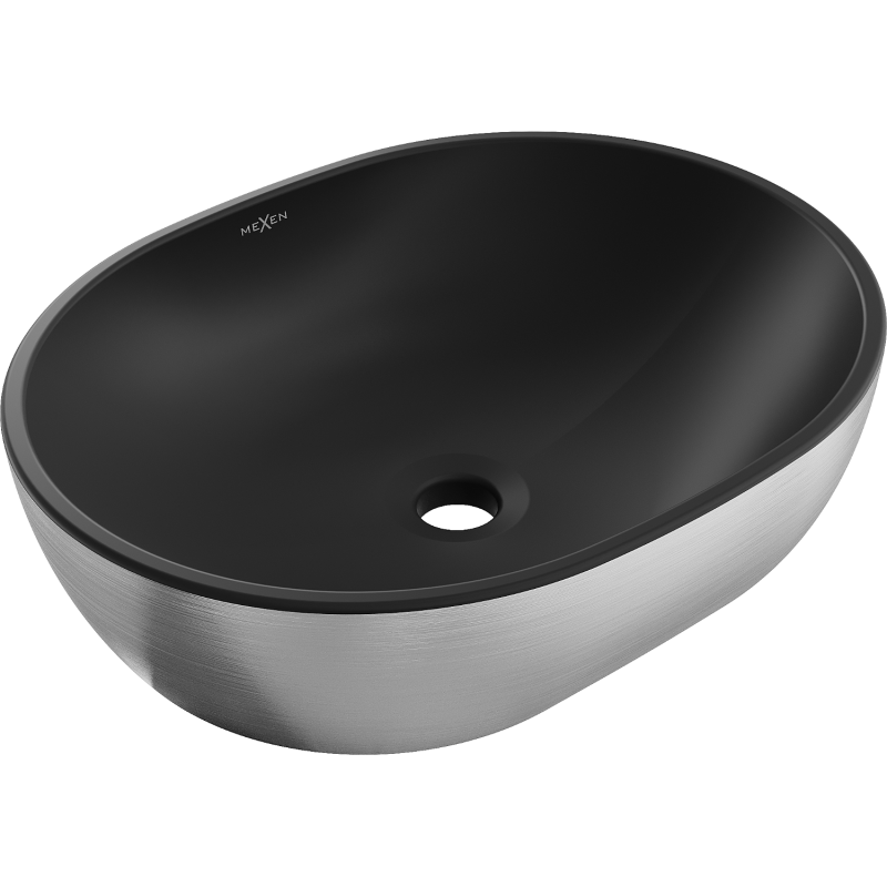 Mexen Viki umývadlo na dosku 48 x 35 cm, čierna matná/strieborný vzor línie - 21054873