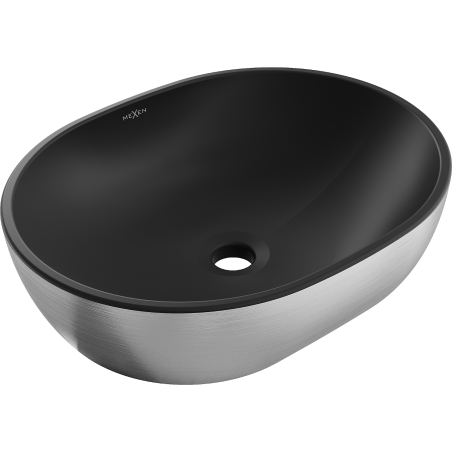 Mexen Viki umývadlo na dosku 48 x 35 cm, čierna matná/strieborný vzor línie - 21054873