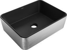 Mexen Catia umývadlo na dosku 48 x 37 cm, čierna matná/strieborný vzor línie - 21314873