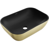Mexen Rita umývadlo na dosku 45 x 32 cm, čierna matná/zlatý vzor čiary - 21084577