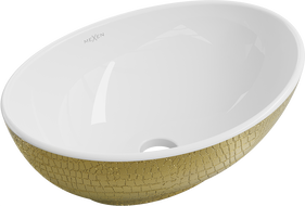 Mexen Elza umývadlo na dosku 40 x 33 cm, biela/zlatý vzor šupiny - 21014008
