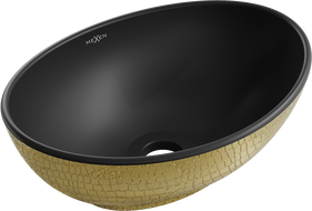 Mexen Elza umývadlo na dosku 40 x 33 cm, čierna matná/zlatý vzor šupiny - 21014028
