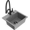 Mexen Milo granitový kuchynský drez 1-komorový s kuchynskou batériou Duo, sivý - 6505-71-671701-70-B