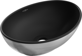 Mexen Elza umývadlo na dosku 40 x 33 cm, čierna matná/strieborný vzor línie - 21014023