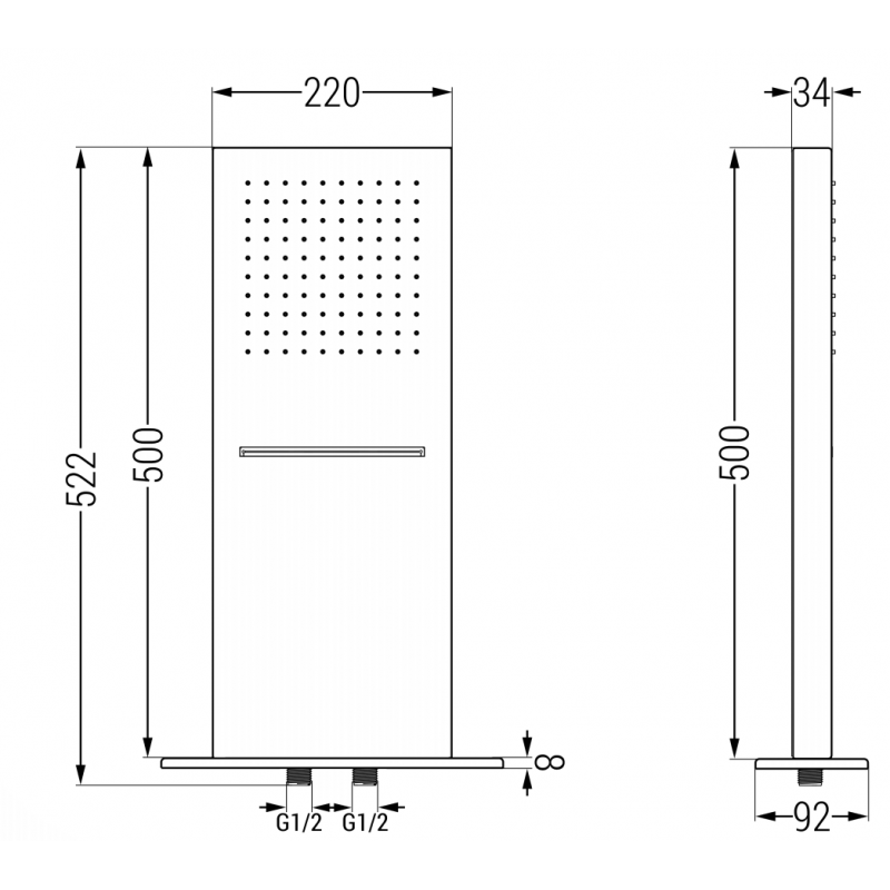 Mexen Waterfall sprchová hlavica 50 x 22 cm, čierna- 79195-70