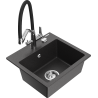 Mexen Milo granitový kuchynský drez s 1 komorou a Duo kuchynskou batériou, čierno-biely škvrnitý - 6505-76-671701-07