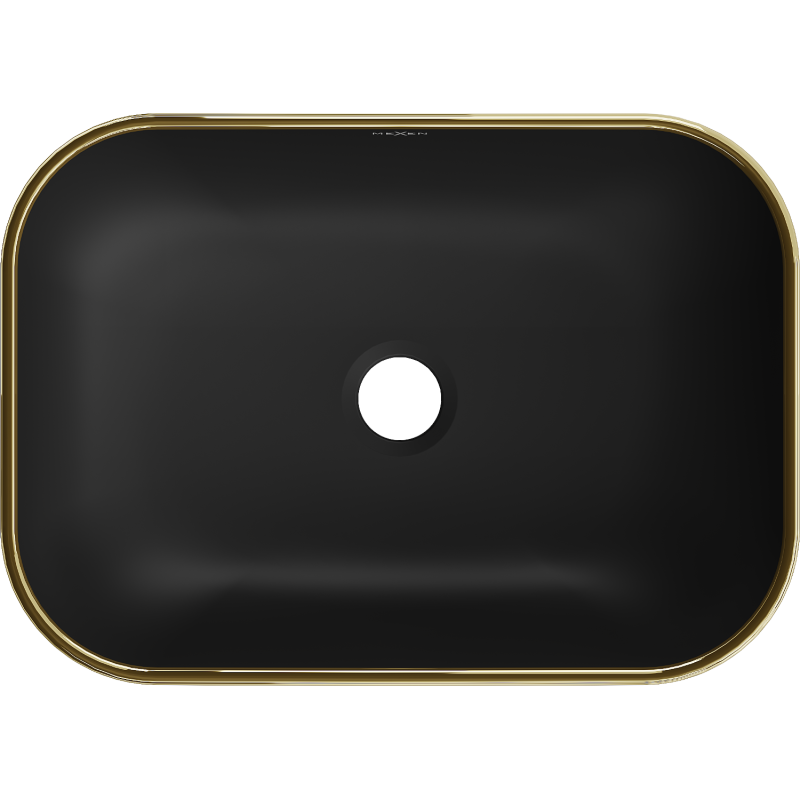 Mexen Rita umývadlo na dosku 45 x 32 cm, čierna matná/zlatý vzor mriežka - 21084579