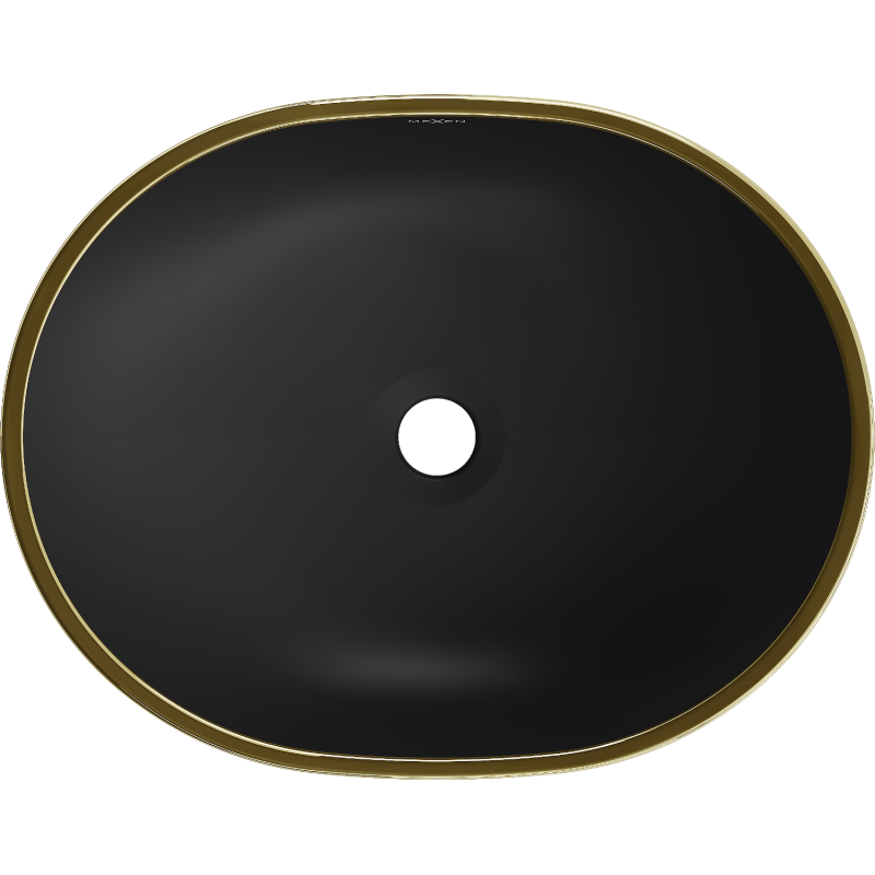 Mexen Viki umývadlo na dosku 48 x 35 cm, čierna matná/zlatý vzor mriežka - 21054879