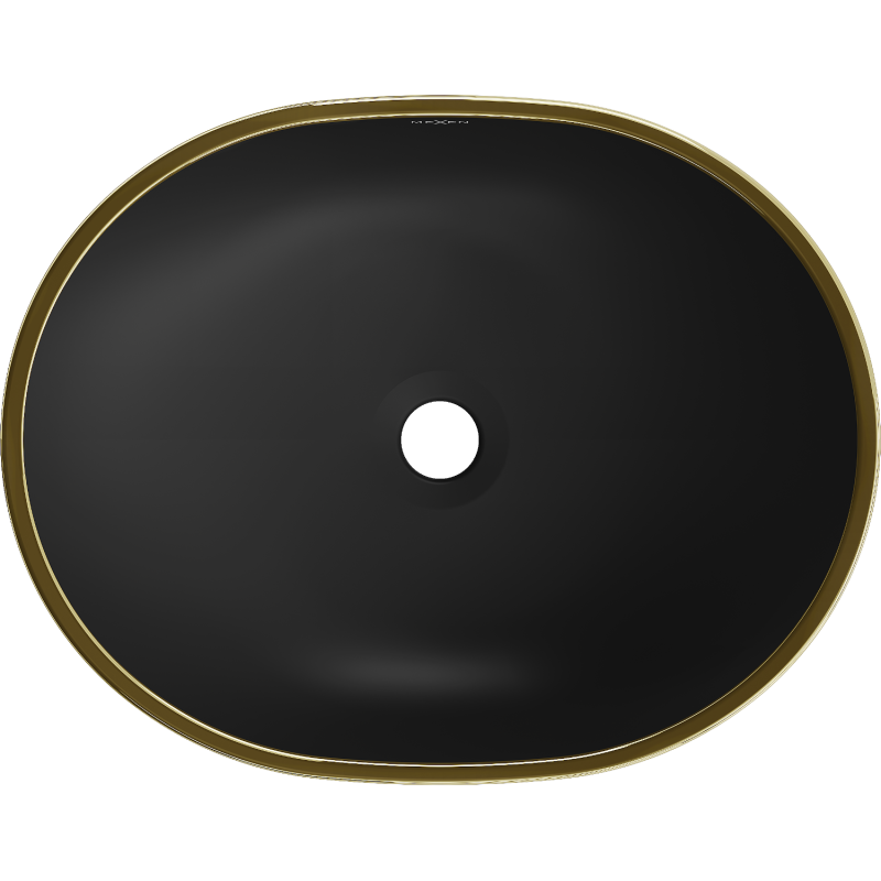 Mexen Viki umývadlo na dosku 48 x 35 cm, čierny mat/zlatý vzor mriežka - 21054879