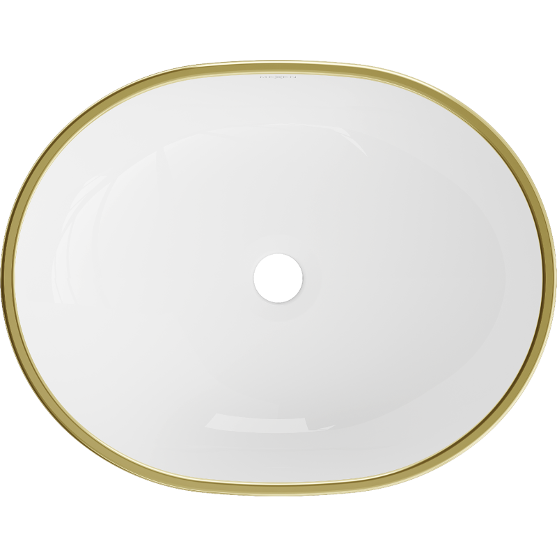 Mexen Viki umývadlo na doske 48 x 35 cm, biele/zlatý okraj - 21054805