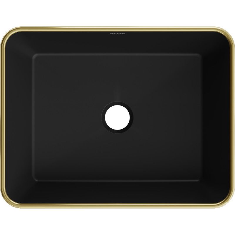 Mexen Catia umývadlo na dosku 48 x 37 cm, čierne matné/zlatý vzor mriežka - 21314879
