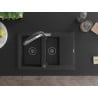 Mexen Gaspar granitový drez 1,5-komorový s odkvapkávačom a kuchynskou batériou Duo, čierny/strieborný