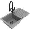 Mexen Pablo žulový drez 1-komorový s odkvapkávačom a kuchynskou batériou Duo, sivý - 6510-71-671701-70-B