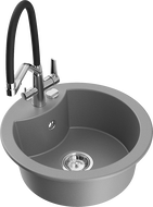 Mexen Diego žulový drez s batériou kuchynskou Duo, sivý - 6512-71-671701-07