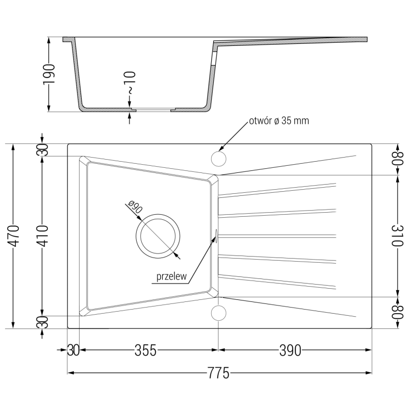 Mexen Cesar žulový kuchynský drez s 1-komorou a odkvapkávačom a kuchynskou batériou Duo, biely - 6514-20-671701-57-B