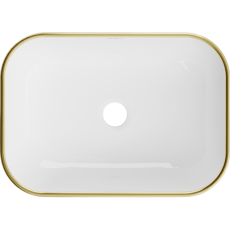 Mexen Rita umývadlo na dosku 45 x 32 cm, biela/zlatá vzor mriežka - 21084509