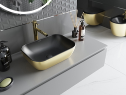 Mexen Rita umývadlo na dosku 45 x 32 cm, čierne matné/zlaté - 21084576