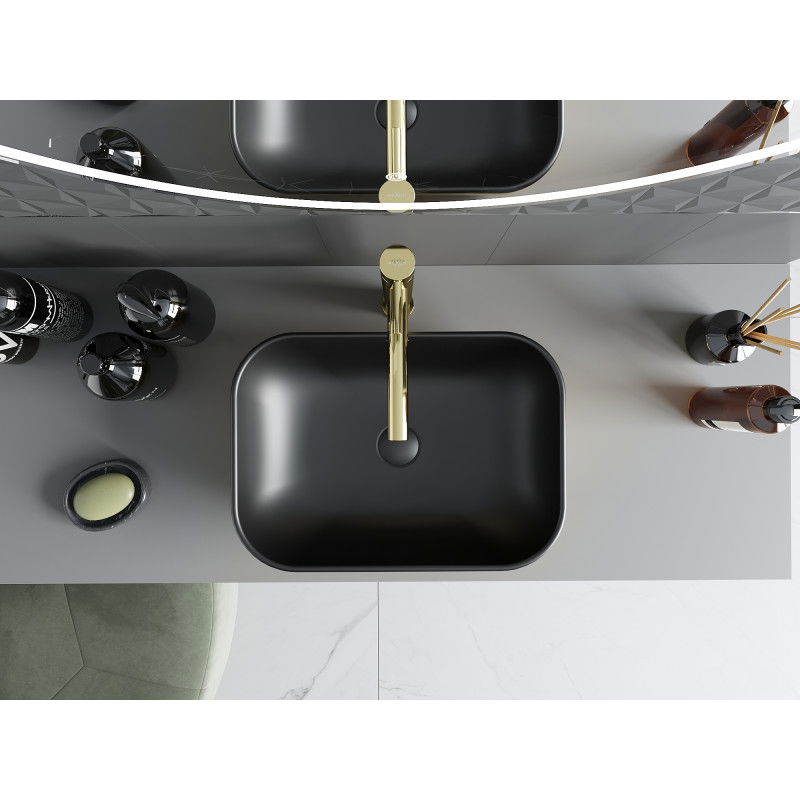 Mexen Rita umývadlo na dosku 45 x 32 cm, čierne matné/zlaté - 21084576