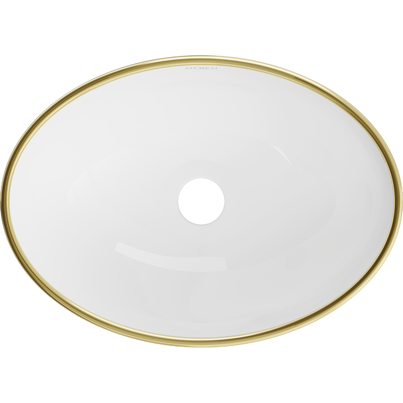 Mexen Elza umývadlo na dosku 40 x 33 cm, biela/zlatá vzor mriežka - 21014009