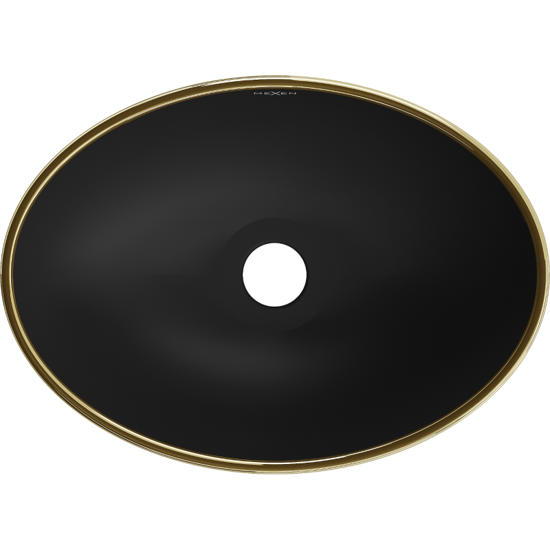 Mexen Elza nadstolová umývadlo 40 x 33 cm, čierna matná/zlatý vzor mriežka - 21014029