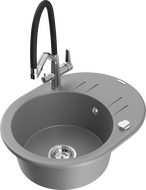 Mexen Kevin 1-komorový granitový drez s kuchynskou batériou Duo, sivý - 6517-71-671701-07