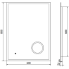 Mexen Kala osvetlené kúpeľňové zrkadlo s kozmetickým zrkadielkom 60 x 80 cm, LED 6000K, proti zahmlievaniu - 9820-060-080-611-00