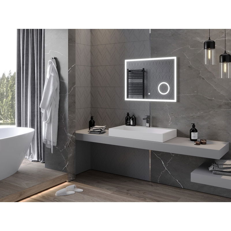 Mexen Kala podsvietené kúpeľňové zrkadlo s kozmetickým zrkadielkom 80 x 60 cm, LED 6000K, antysteam - 9820-080-060-611-00