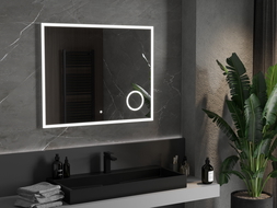 Mexen Kala osvetlené kúpeľňové zrkadlo s kozmetickým zrkadielkom 100 x 80 cm, LED 6000K, antivap - 9820-100-080-611-00