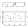 Mexen Mario žulový drez 2-komorový 820 x 436 mm, čierny, sifón chróm - 6504822000-77