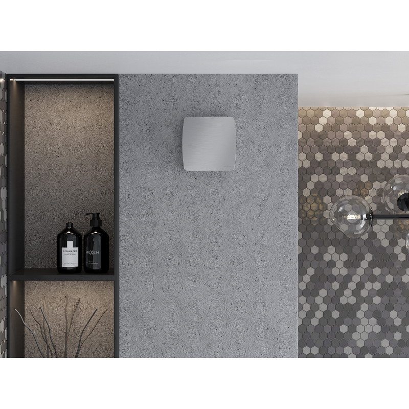 Mexen AXS 100 kúpeľňový ventilátor s vlhkostným senzorom, strieborný - W9601-100H-11