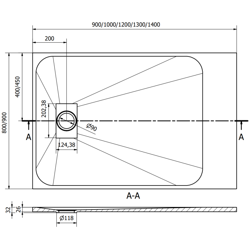 Mexen Hugo obdĺžniková sprchová vanička SMC 120 x 90 cm, biela - 42109012