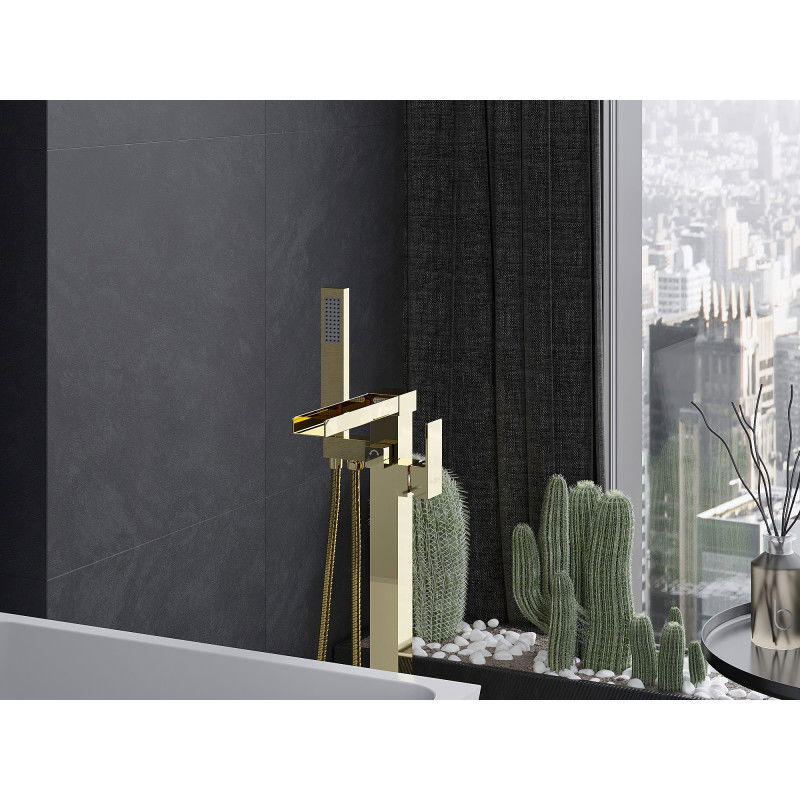 Mexen Algar voľne stojaca vaňová batéria, zlatá - 75733-50