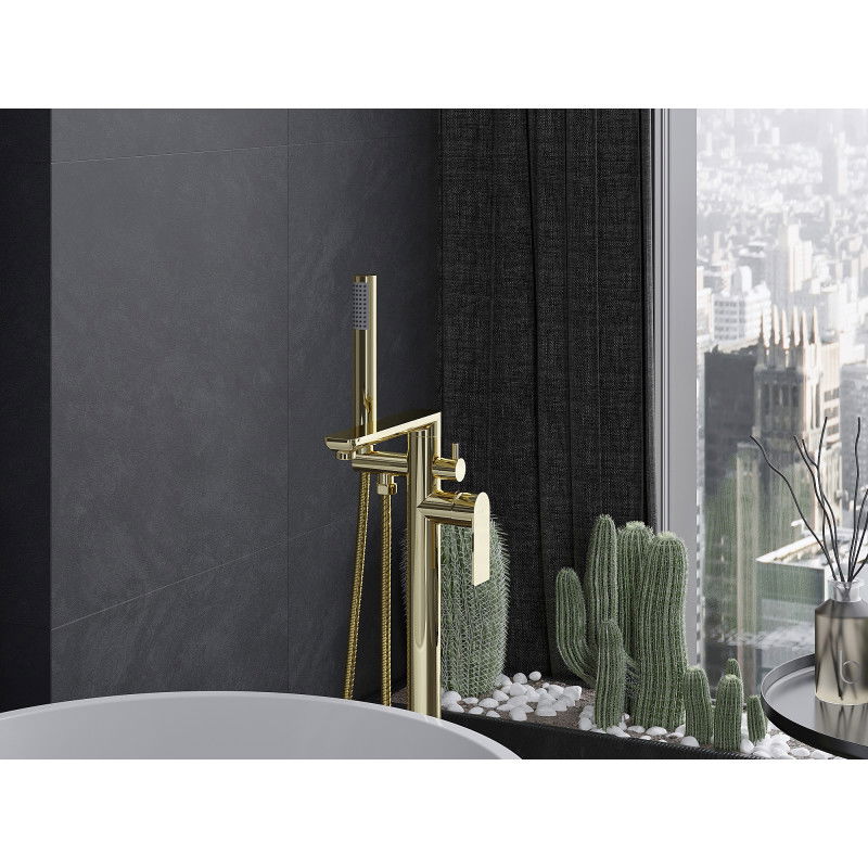 Mexen Leda samostatne stojaca vaňová batéria, zlatá - 75633-50