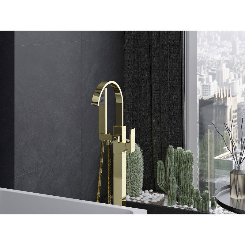 Mexen Veda voľne stojaca vaňová batéria, zlatá - 75433-50