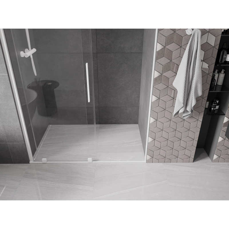 Mexen Velar posuvné sprchové dvere 160 cm, transparentné, biele - 871-160-000-01-20