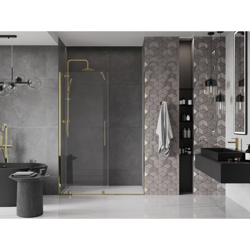 Mexen Velar posuvné sprchové dvere 140 cm, transparentné, zlaté - 871-140-000-01-50