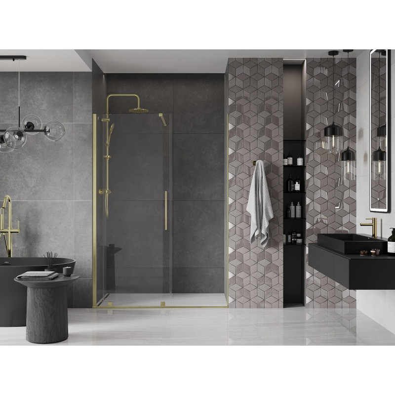 Mexen Velar posuvné sprchové dvere 150 cm, transparentné, zlaté brúsené - 871-150-000-01-55