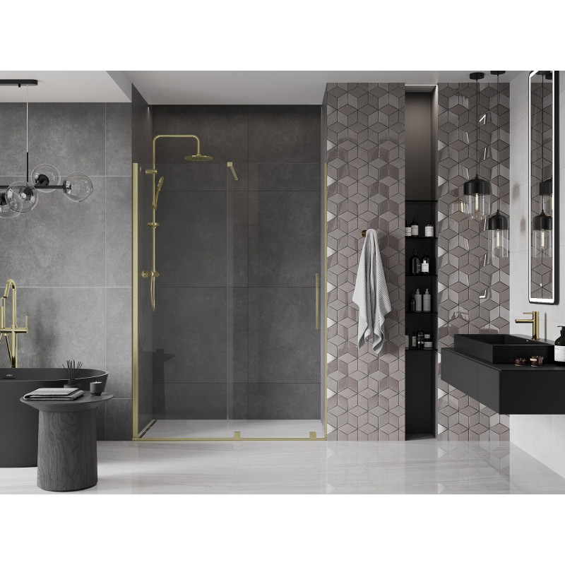 Mexen Velar posuvné sprchové dvere 150 cm, transparentné, zlaté brúsené - 871-150-000-01-55