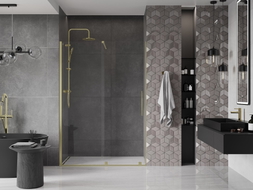 Mexen Velar posuvné sprchové dvere 150 cm, transparentné, zlaté brúsené - 871-150-000-01-55