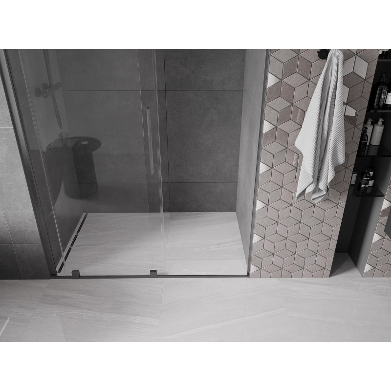Mexen Velar posuvné sprchové dvere 130 cm, priehľadné, brúsená gun gray - 871-130-000-01-66
