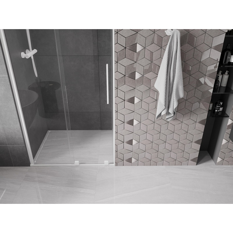 Mexen Velar posuvné sprchové dvere 100 cm, priehľadné, biele - 871-100-000-01-20