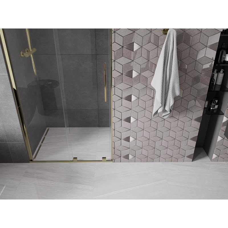 Mexen Velar posuvné sprchové dvere 110 cm, transparentné, zlaté - 871-110-000-01-50