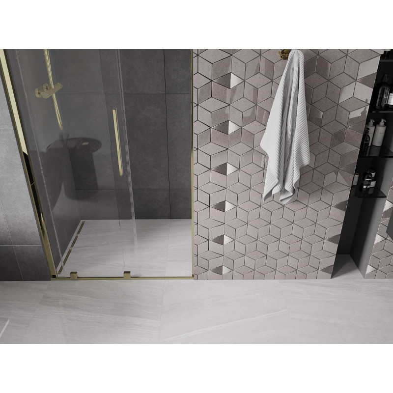 Mexen Velar posuvné sprchové dvere 120 cm, priehľadné, zlaté - 871-120-000-01-50