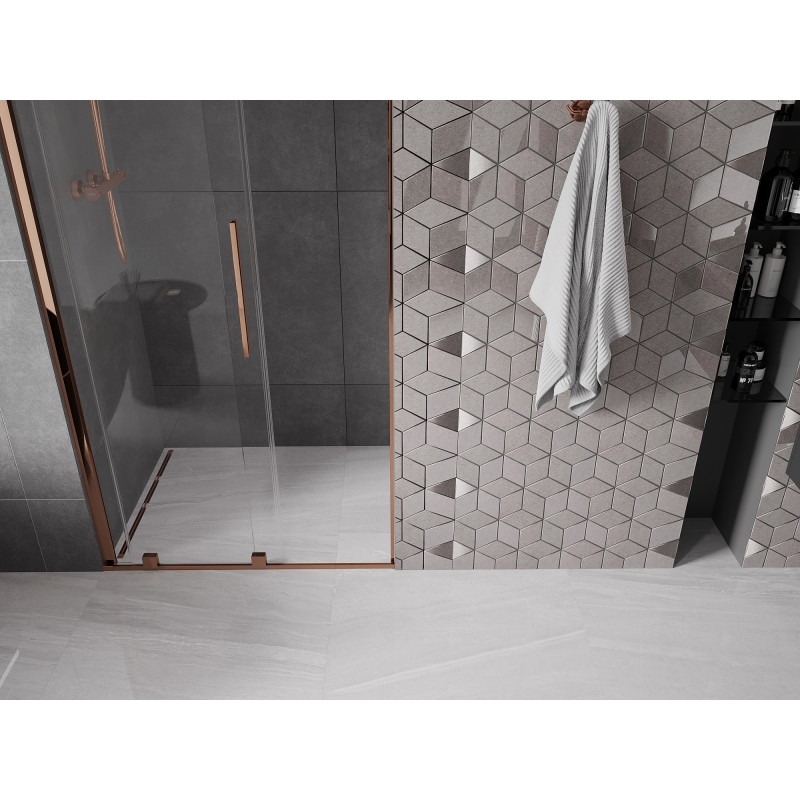 Mexen Velar sprchové dvere posuvné 110 cm, transparentné, ružové zlato - 871-110-000-01-60