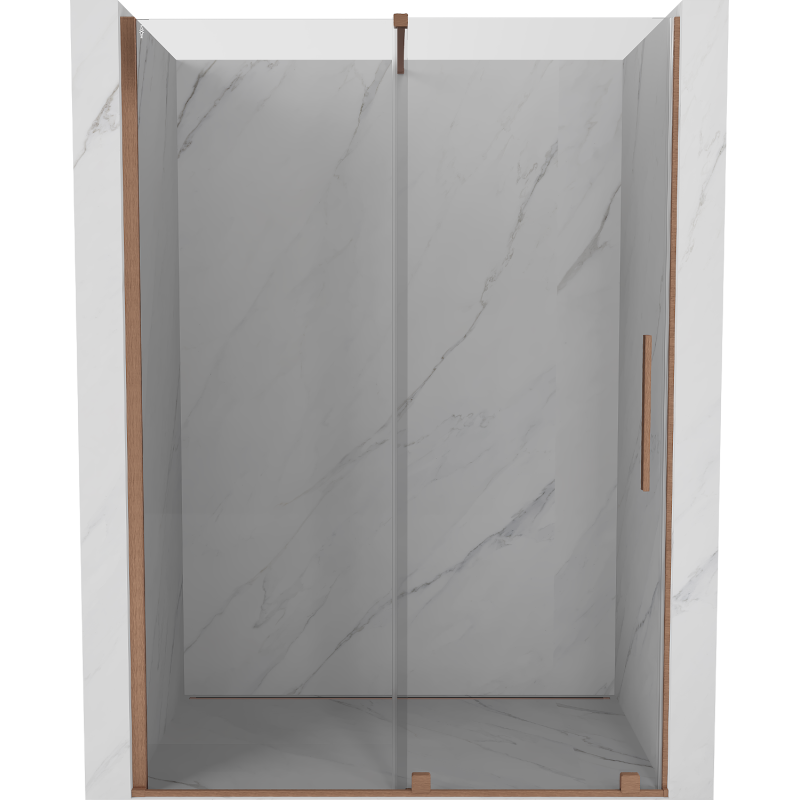 Mexen Velar posuvné sprchové dvere 150 cm, transparentné, brúsená meď - 871-150-000-01-65