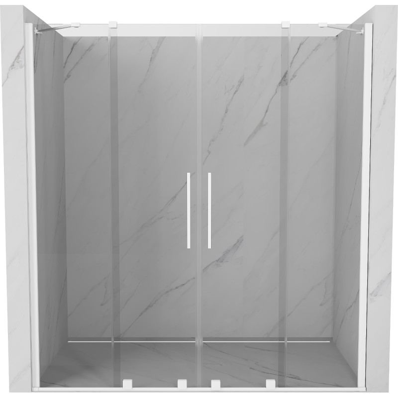 Mexen Velar Duo sprchové dvere posuvné 180 cm, priehľadné, biele - 871-180-000-02-20