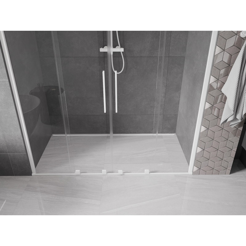 Mexen Velar Duo sprchové dvere posuvné 180 cm, priehľadné, biele - 871-180-000-02-20