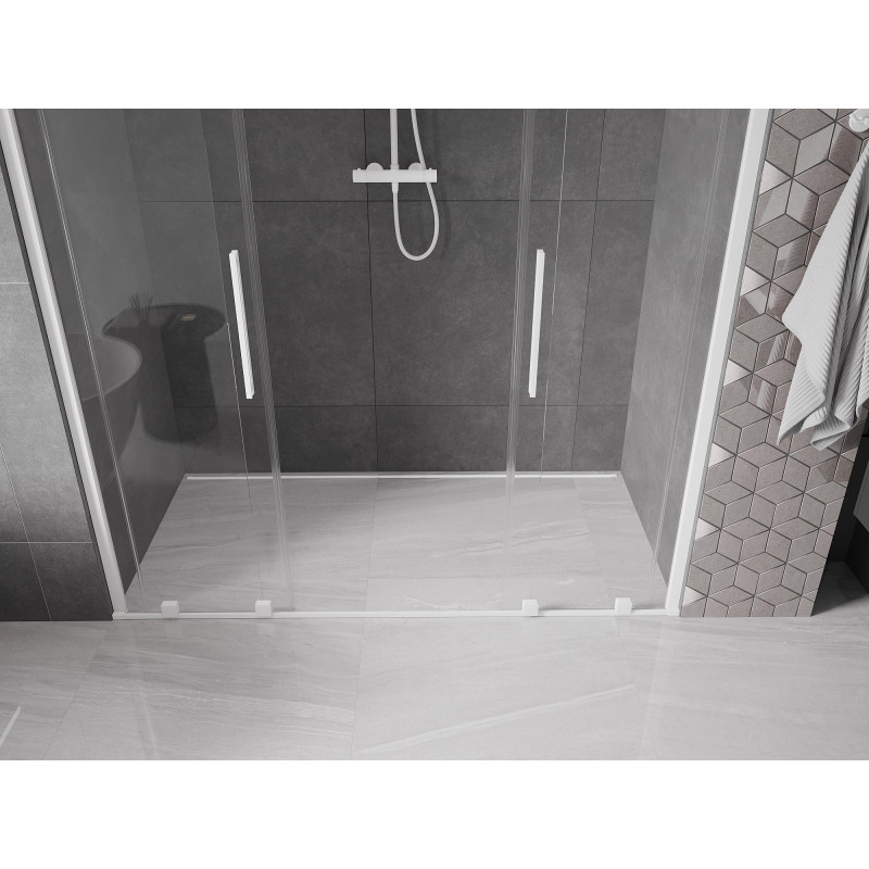 Mexen Velar Duo sprchové dvere posuvné 180 cm, priehľadné, biele - 871-180-000-02-20