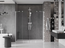 Mexen Velar Duo sprchové dvere posuvné 200 cm, transparentné, biele - 871-200-000-02-20